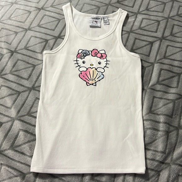 Hello Kitty Tops - Hello kitty mermaid rhinestone white medium tank top!